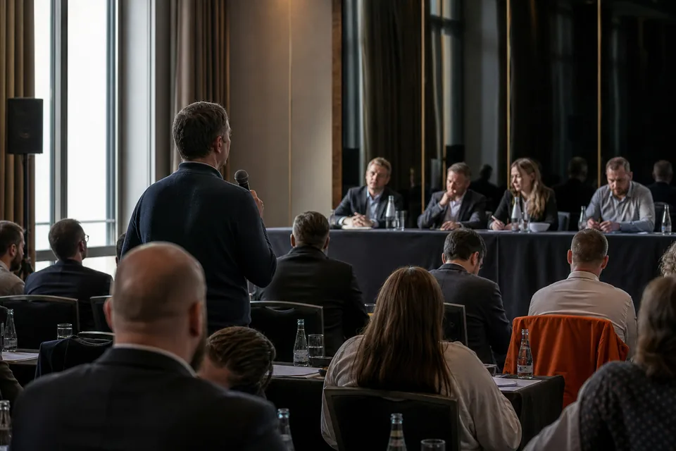 Posiedzenie zarządu spółki w sali konferencyjnej